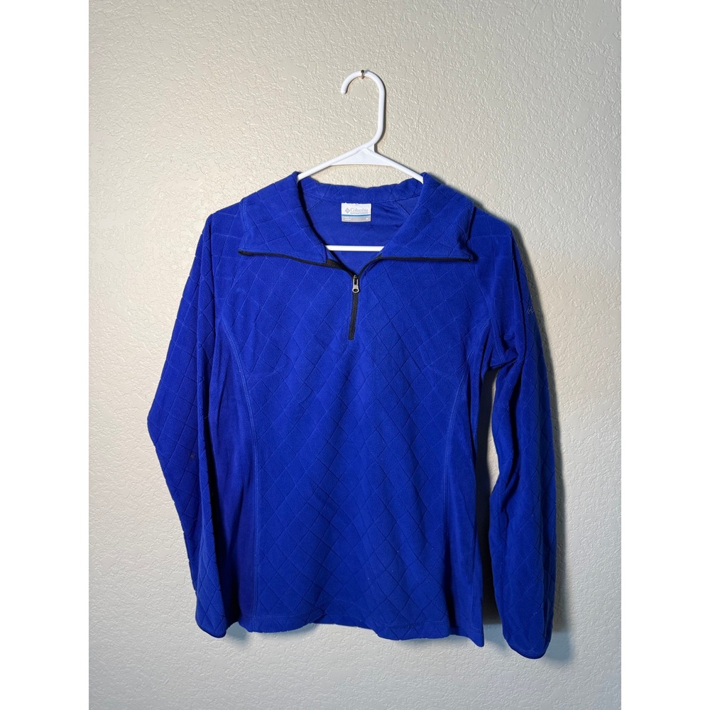 Columbia Womens Royal Blue Diamond Quilted Quarter Zip Fleece Pullover Medium